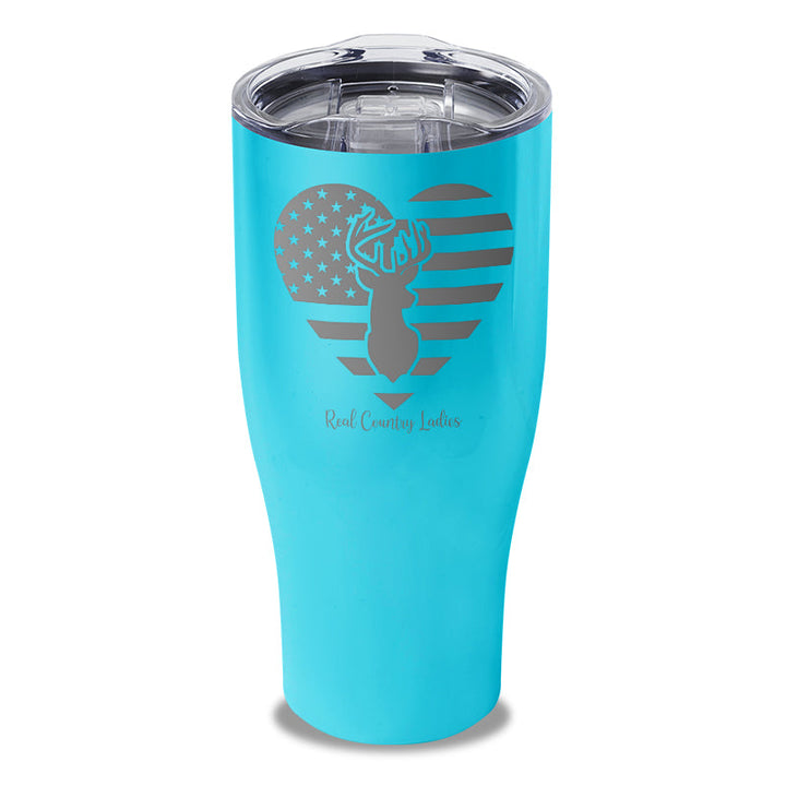 Black Friday | Flag Heart Deer Laser Etched Tumbler