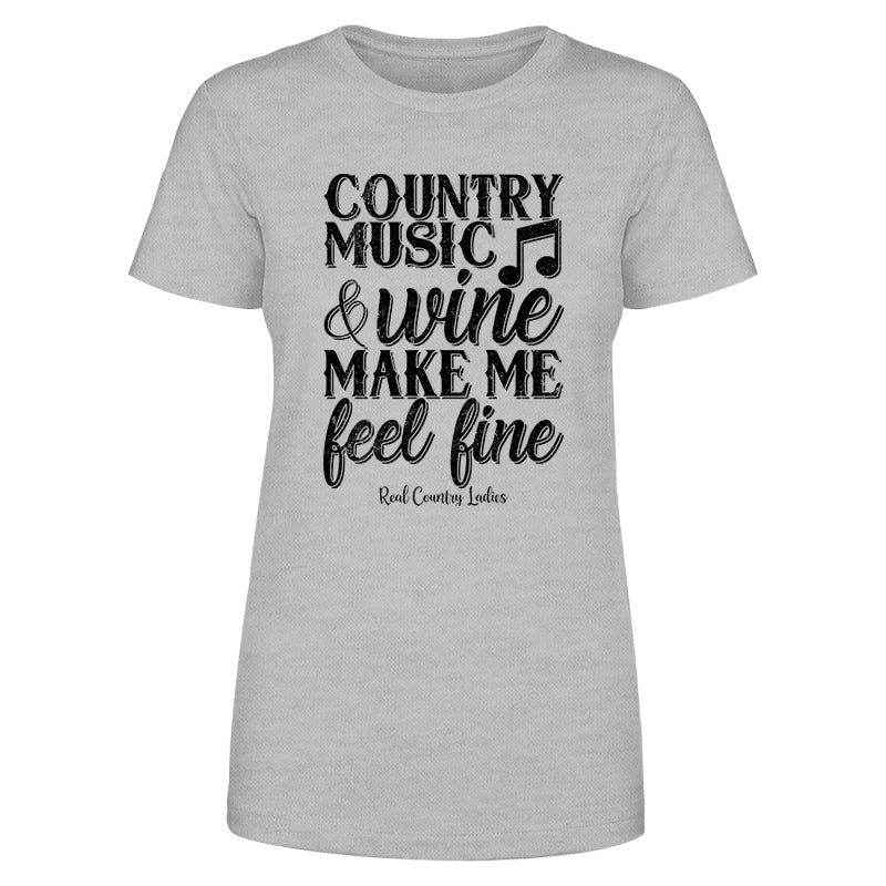 Blowout |  Country Music And Wine Black Print Front Apparel