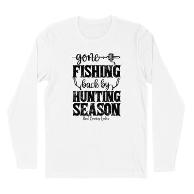 Blowout | Gone Fishing Back By Hunting Season Black Print Hoodies & Long Sleeves