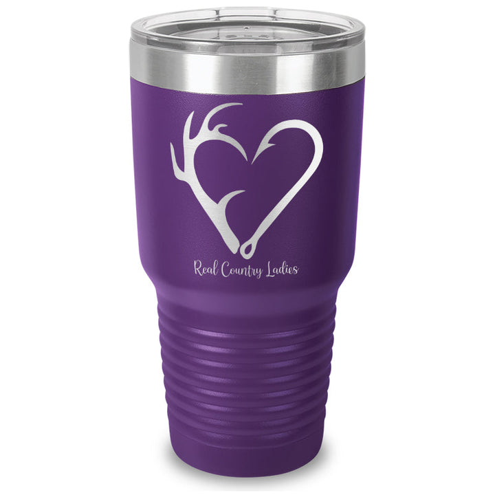 Black Friday | Hunting Fishing Heart Laser Etched Tumbler