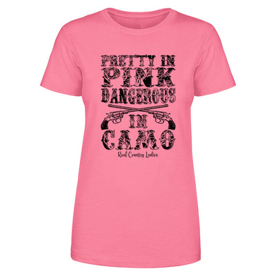 Blowout |  Pretty In Pink Dangerous In Camo Black Print Front Apparel