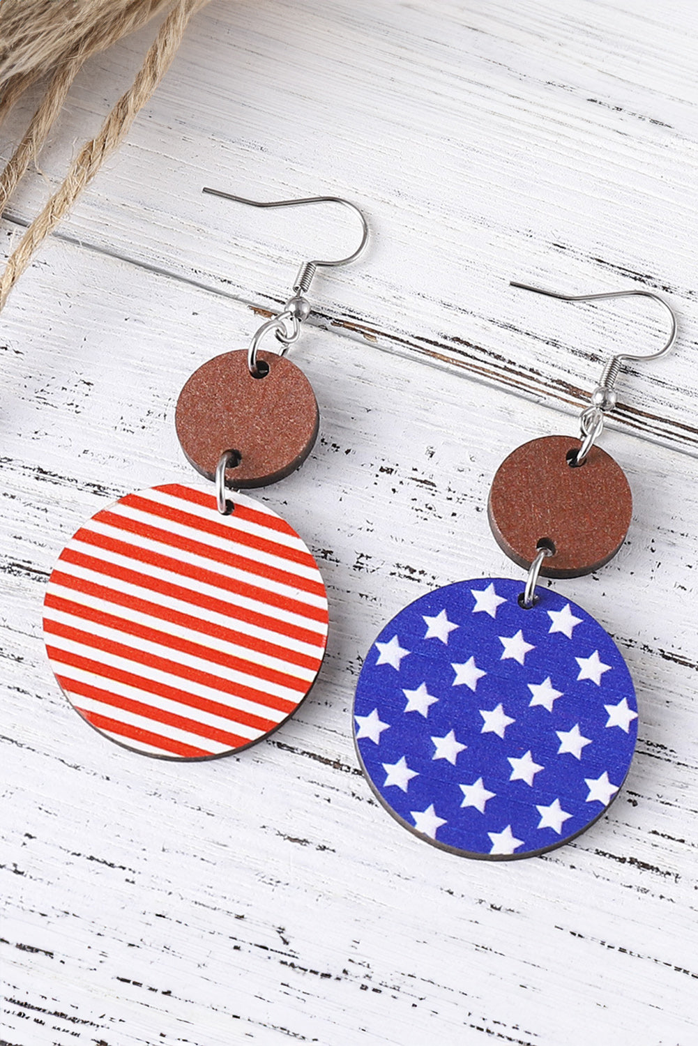 4th of July Wooden Flag Earrings