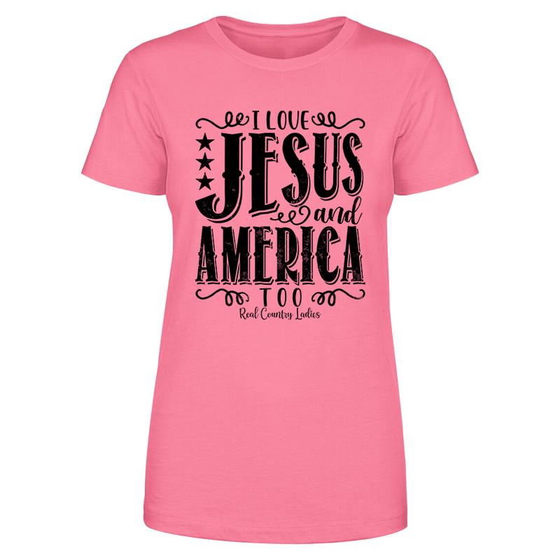 Blowout |  I Love Jesus And America Too Black Print Front Apparel