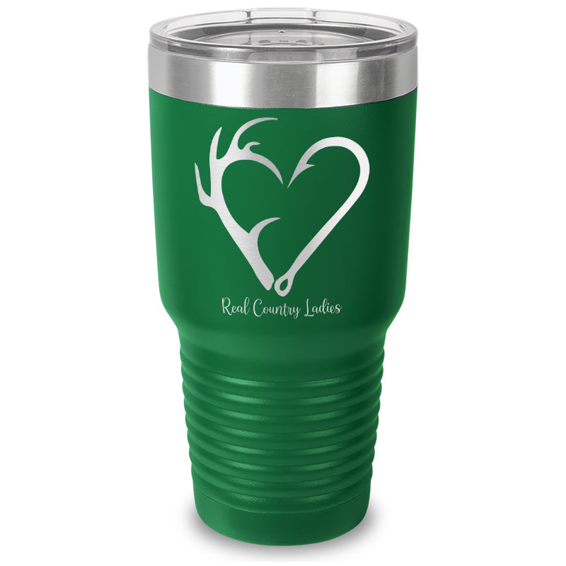 Black Friday | Hunting Fishing Heart Laser Etched Tumbler