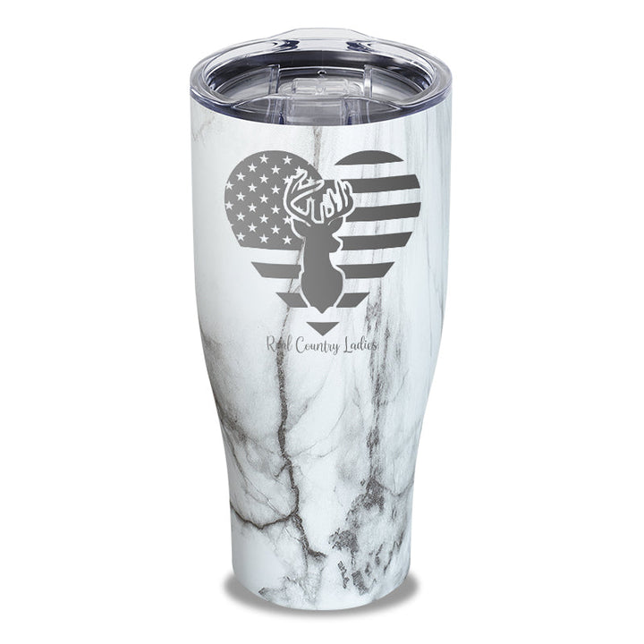 Black Friday | Flag Heart Deer Laser Etched Tumbler