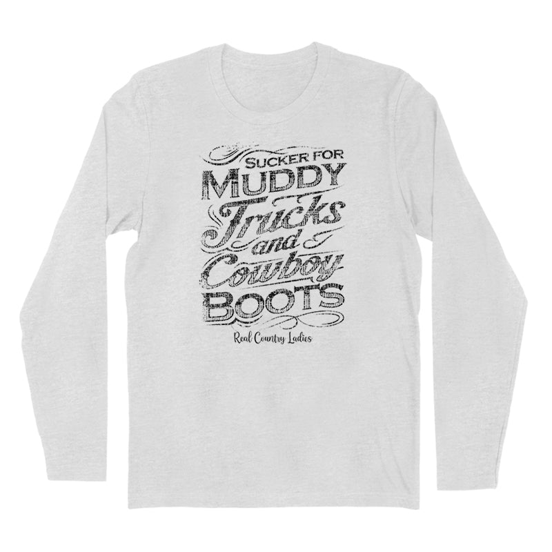 Blowout | Muddy Trucks And Cowboy Boots Black Print Hoodies & Long Sleeves