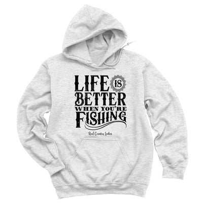 Blowout | Life Is Better When You're Fishing Black Print Hoodies & Long Sleeves