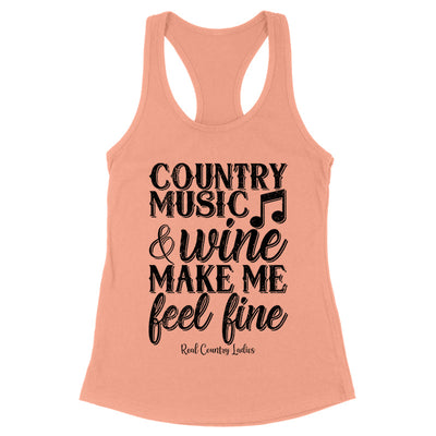 Blowout |  Country Music And Wine Black Print Front Apparel