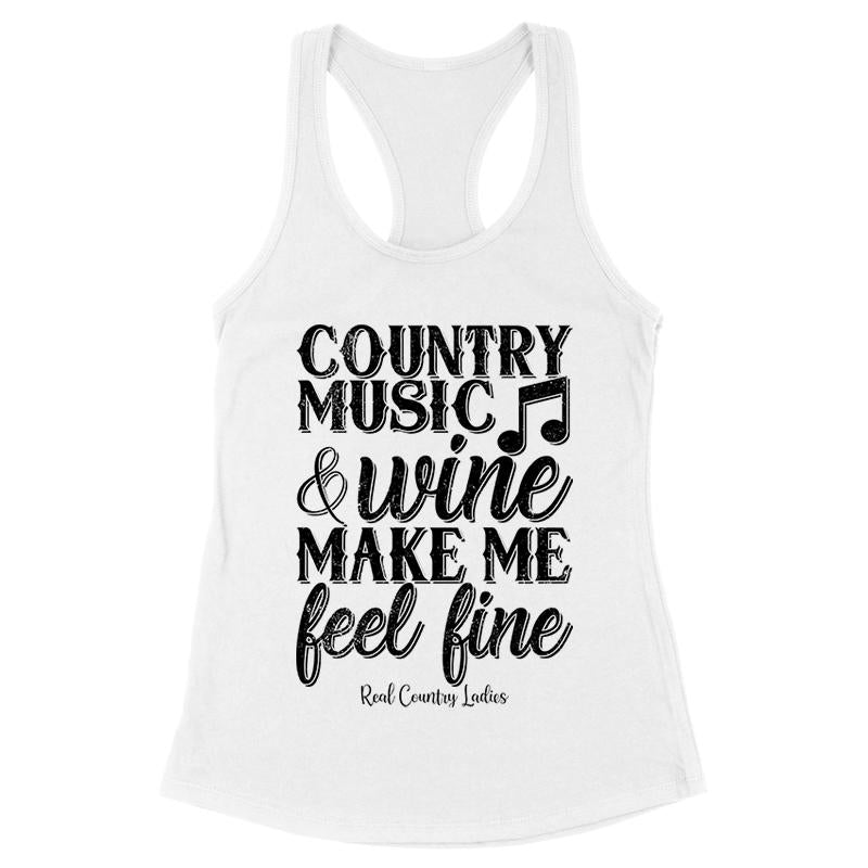 Blowout |  Country Music And Wine Black Print Front Apparel