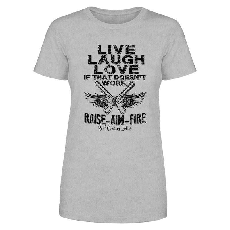 Blowout |  Raise Aim Fire Black Print Front Apparel