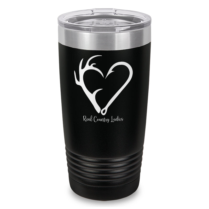 Black Friday | Hunting Fishing Heart Laser Etched Tumbler