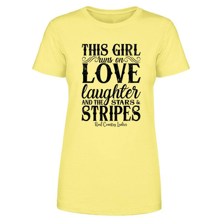 Black Friday | This Girl Runs On Stars And Stripes Black Print Front Apparel