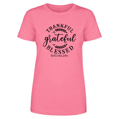 Falling For Deals | Thankful Grateful Blessed Black Print Front Apparel