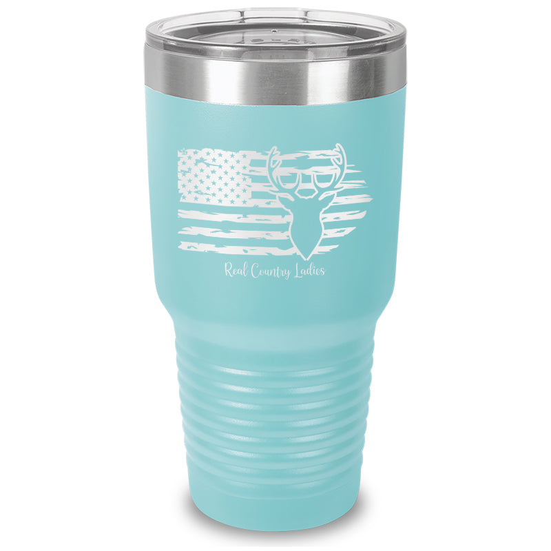 Black Friday | Deer USA Flag Laser Etched Tumbler