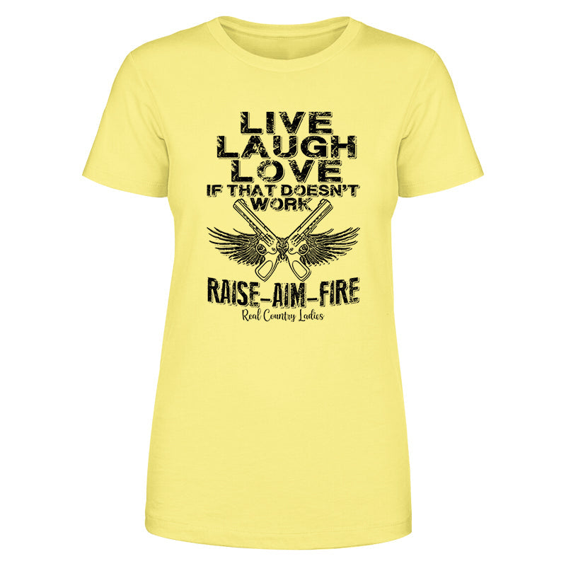 Blowout |  Raise Aim Fire Black Print Front Apparel