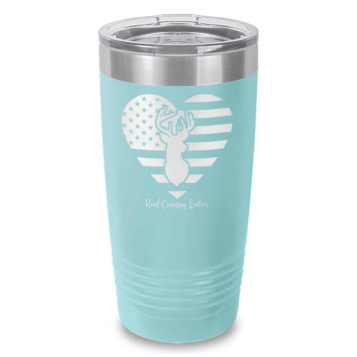 Black Friday | Flag Heart Deer Laser Etched Tumbler