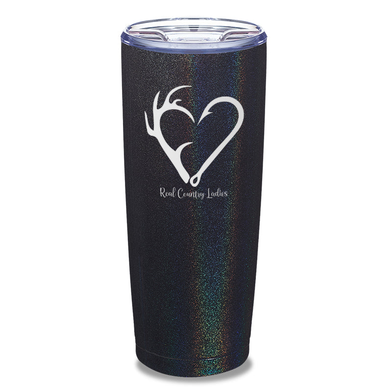 Black Friday | Hunting Fishing Heart Laser Etched Tumbler