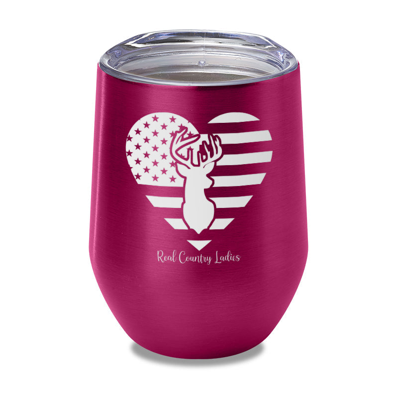 Black Friday | Flag Heart Deer Laser Etched Tumbler