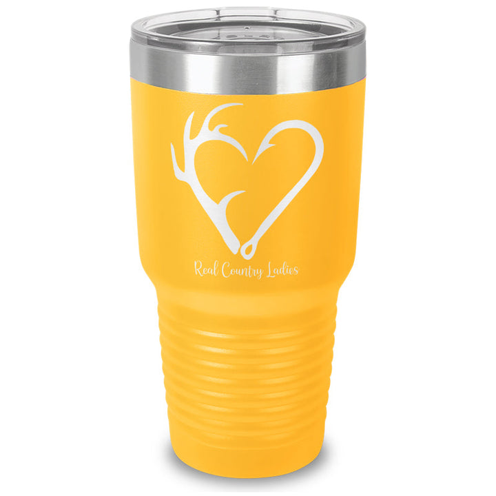 Black Friday | Hunting Fishing Heart Laser Etched Tumbler