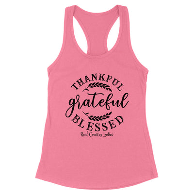 Falling For Deals | Thankful Grateful Blessed Black Print Front Apparel