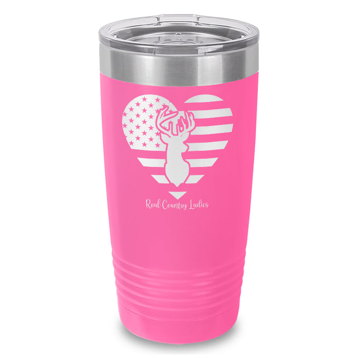 Black Friday | Flag Heart Deer Laser Etched Tumbler