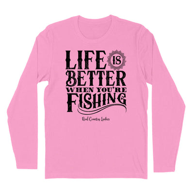 Blowout | Life Is Better When You're Fishing Black Print Hoodies & Long Sleeves