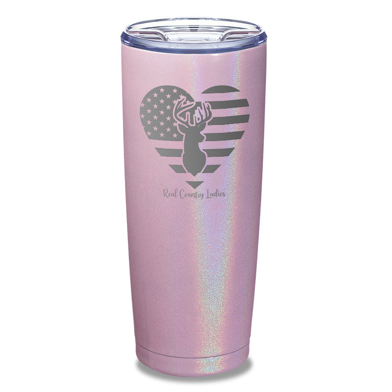 Black Friday | Flag Heart Deer Laser Etched Tumbler