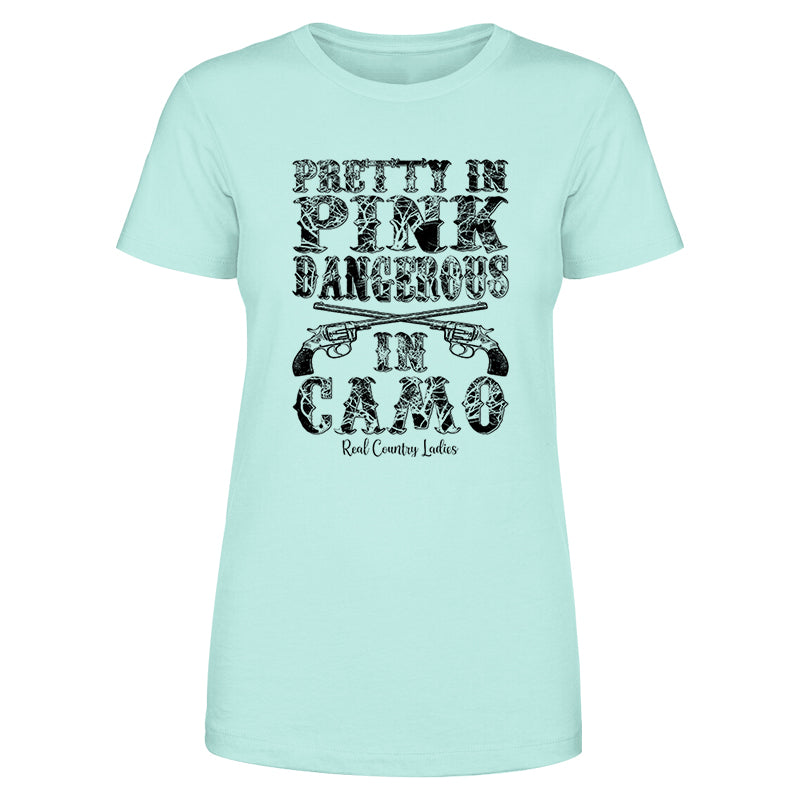 Black Friday | Pretty In Pink Dangerous In Camo Black Print Front Apparel