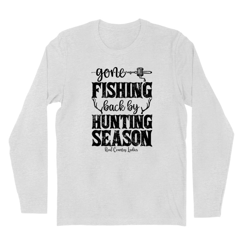 Blowout | Gone Fishing Back By Hunting Season Black Print Hoodies & Long Sleeves