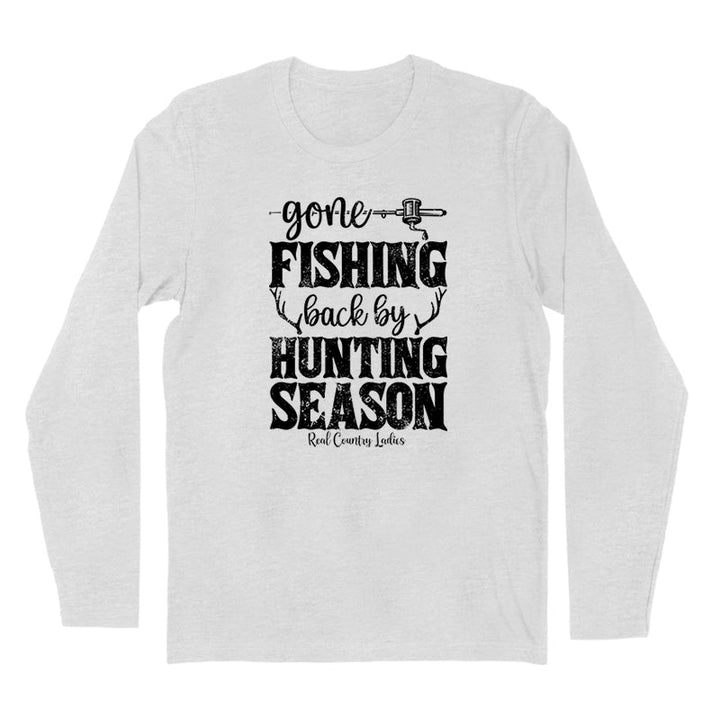 Black Friday | Gone Fishing Back By Hunting Season Black Print Hoodies & Long Sleeves