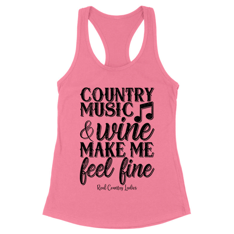 Blowout |  Country Music And Wine Black Print Front Apparel