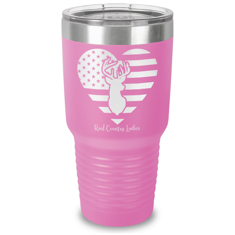 Black Friday | Flag Heart Deer Laser Etched Tumbler