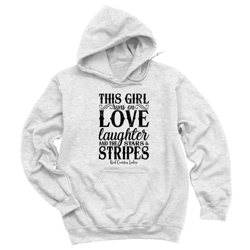 Blowout | This Girl Runs On Stars And Stripes Black Print Hoodies & Long Sleeves