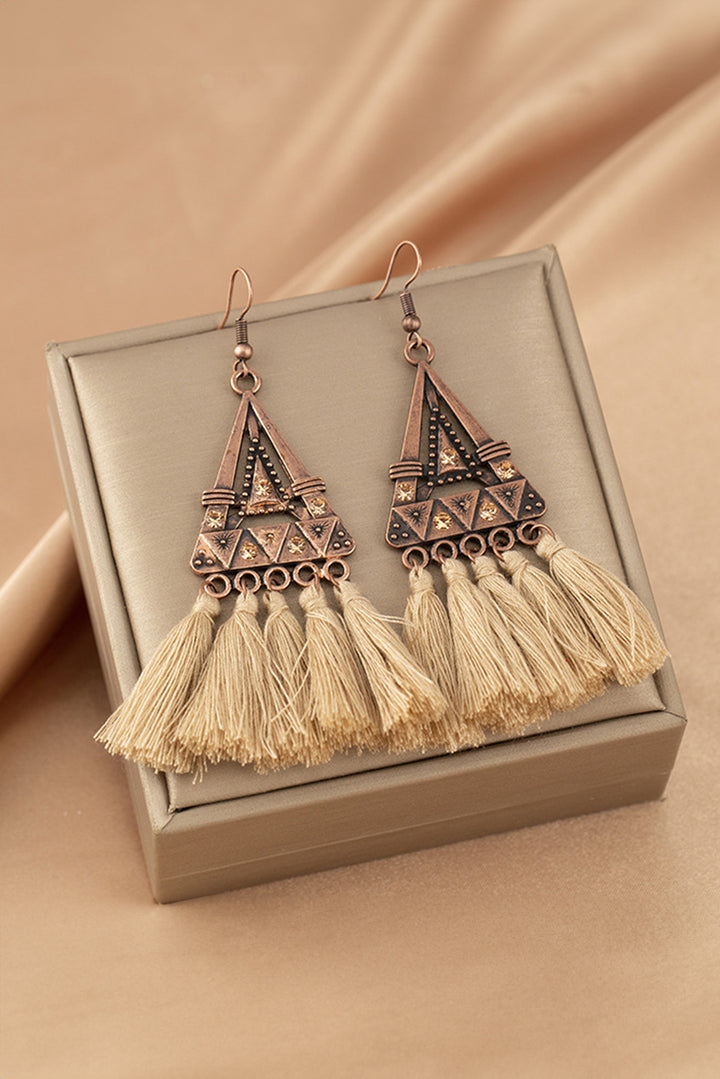 Boho Triangle Metal Tasseled Earrings