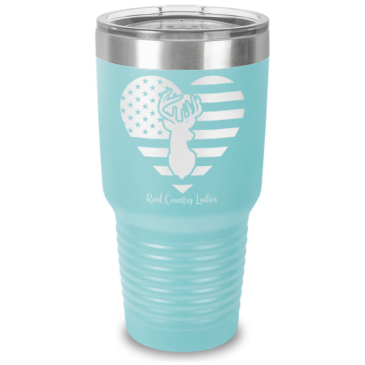 Black Friday | Flag Heart Deer Laser Etched Tumbler