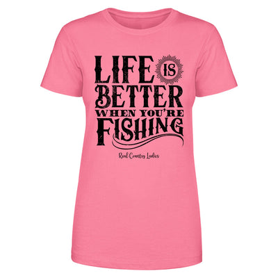 Blowout |  Life Is Better When You're Fishing Black Print Front Apparel