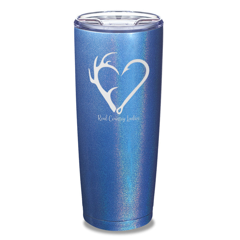 Black Friday | Hunting Fishing Heart Laser Etched Tumbler