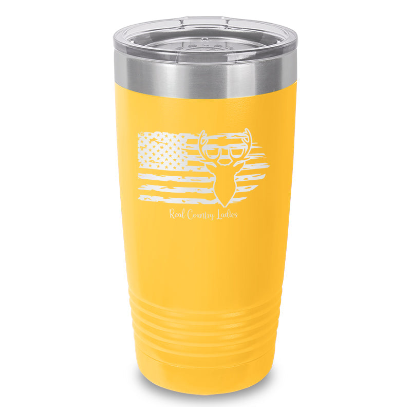 Black Friday | Deer USA Flag Laser Etched Tumbler