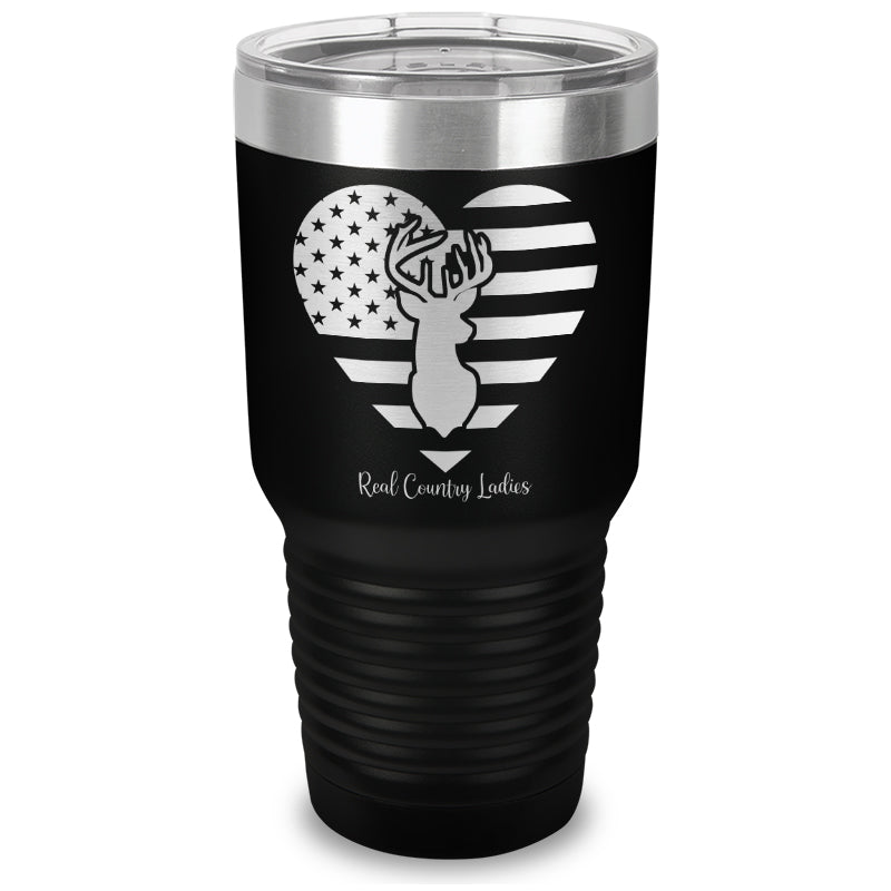 Black Friday | Flag Heart Deer Laser Etched Tumbler