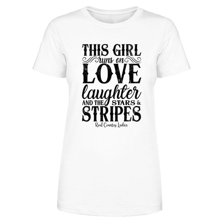 Black Friday | This Girl Runs On Stars And Stripes Black Print Front Apparel