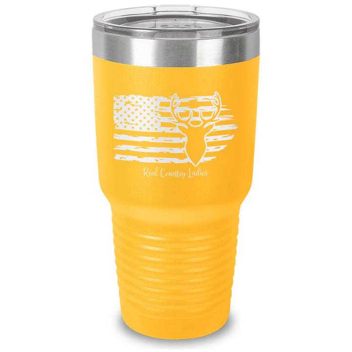 Black Friday | Deer USA Flag Laser Etched Tumbler