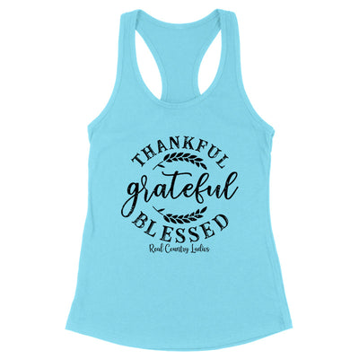 Falling For Deals | Thankful Grateful Blessed Black Print Front Apparel