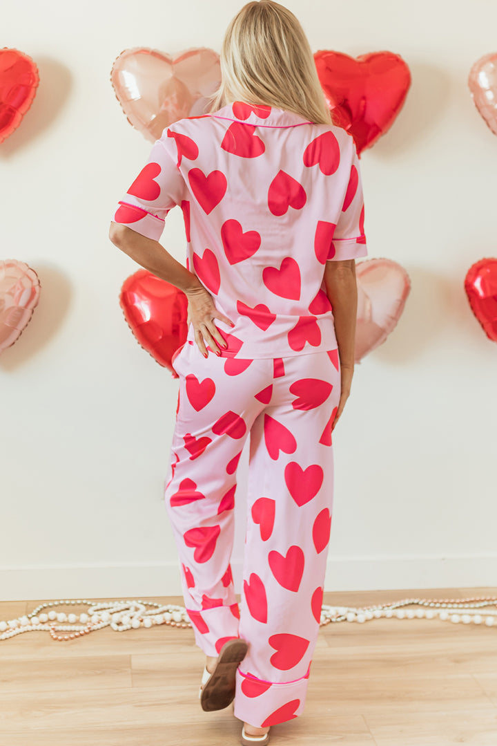 Heart Short Sleeve Pants Lounge Set