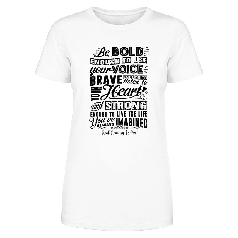 Blowout |  Bold Brave And Strong Black Print Front Apparel