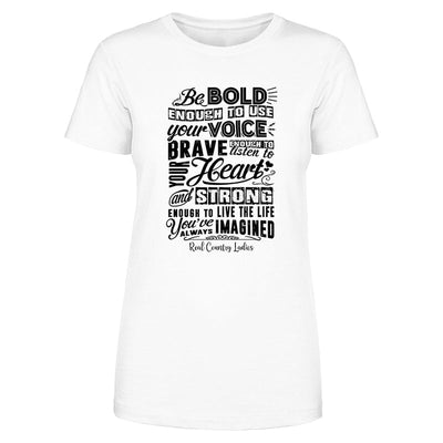 Blowout |  Bold Brave And Strong Black Print Front Apparel