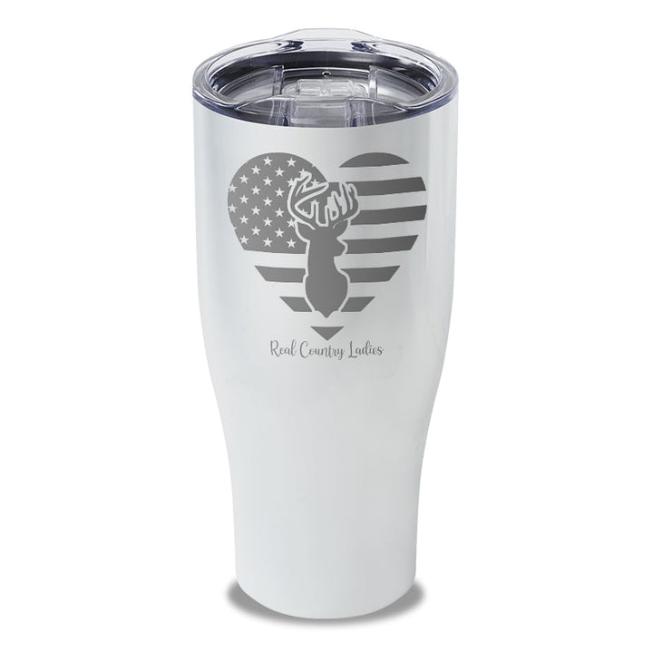 Black Friday | Flag Heart Deer Laser Etched Tumbler