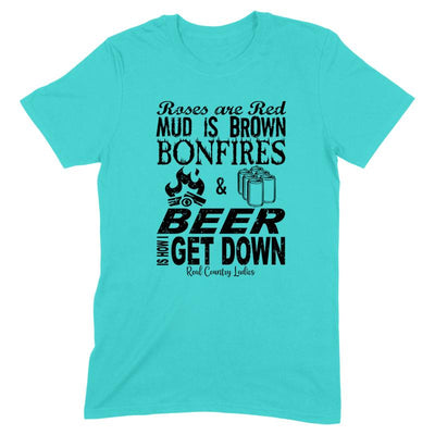 Blowout |  Bonfires And Beer Black Print Front Apparel