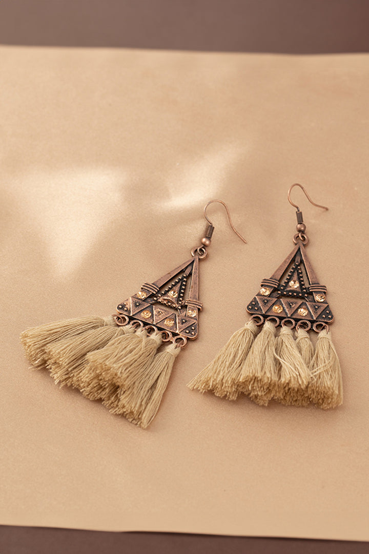 Boho Triangle Metal Tasseled Earrings