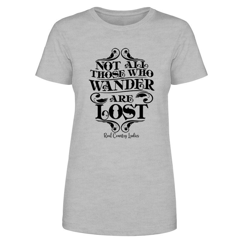 Blowout |  Not All Those Who Wander Black Print Front Apparel