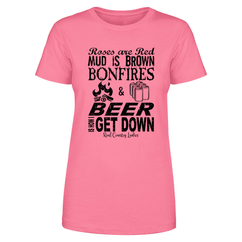 Blowout |  Bonfires And Beer Black Print Front Apparel